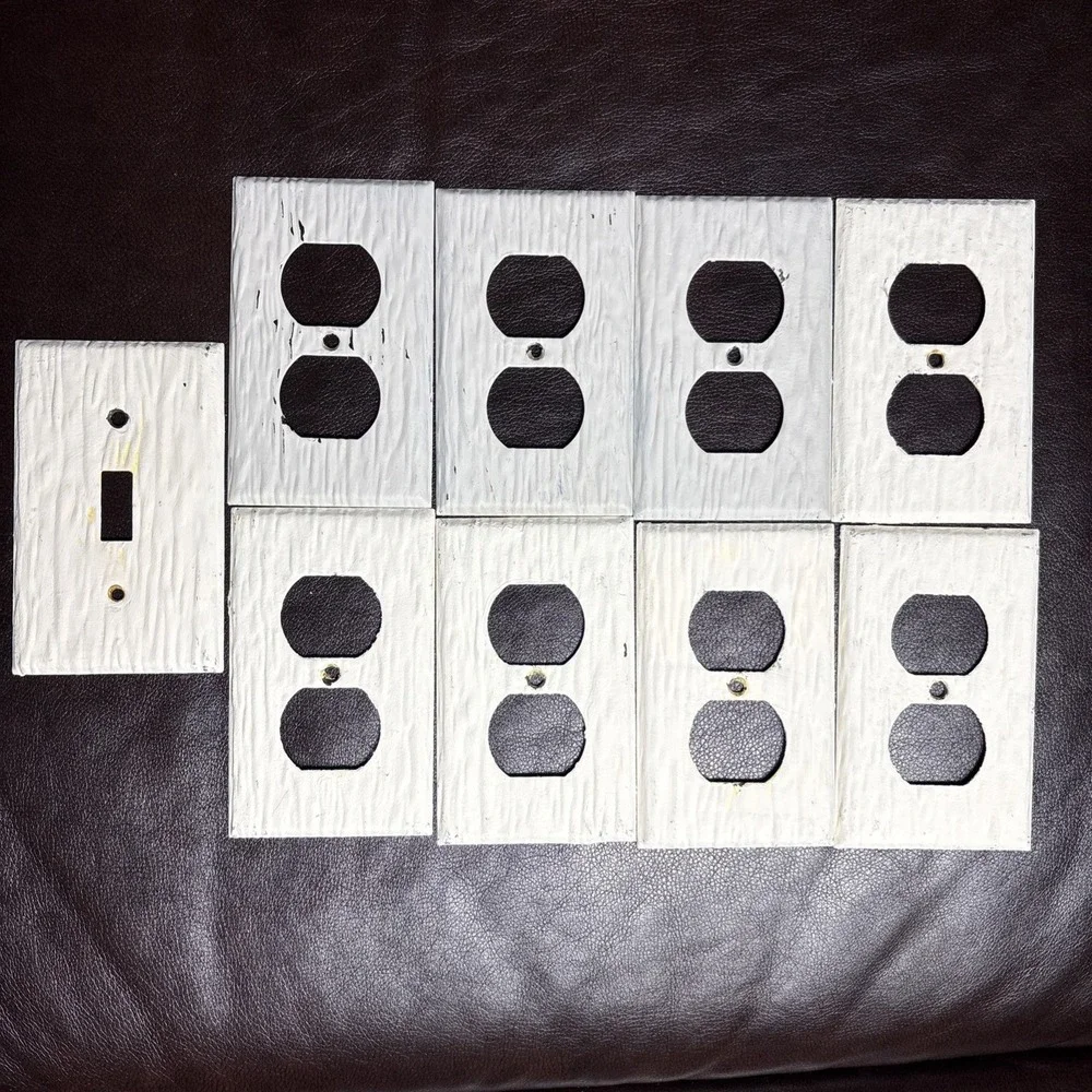 Vintage Metal Electrical Outlet Covers (8) & 1 Light Switch Cover
